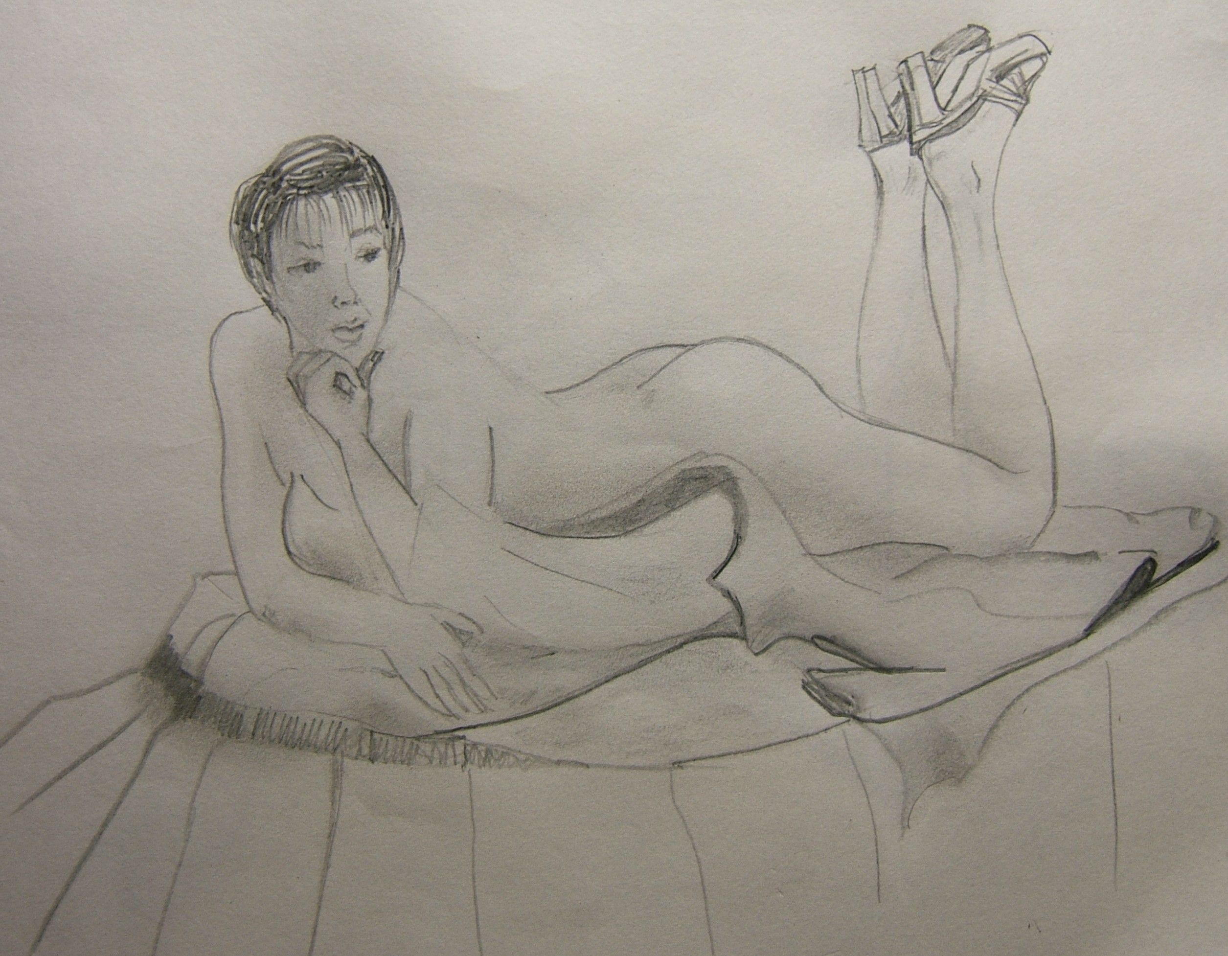 Nude model drawing