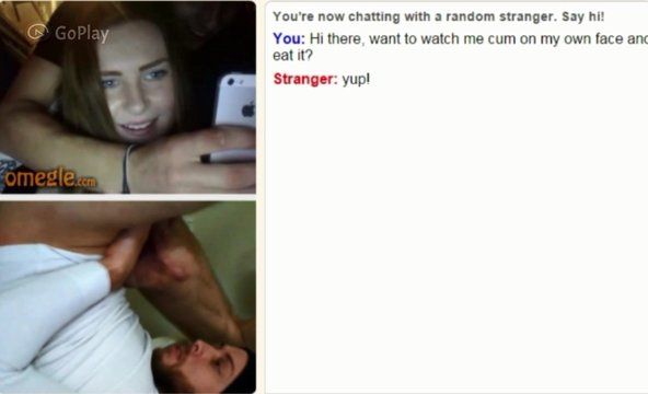 Omegle two friends showing bra and watching my cumshot.
